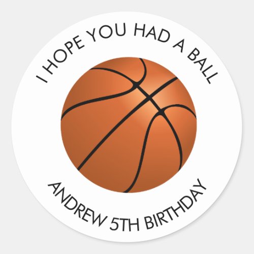 Basketball Birthday Party  Classic Round Sticker