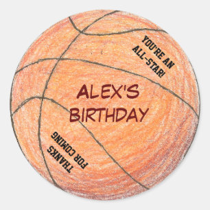 Basketball birthday party favor label