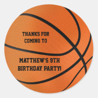 Basketball Birthday Party Favor Stickers