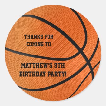 Basketball Birthday Party Favor Stickers by WittyPrintables at Zazzle