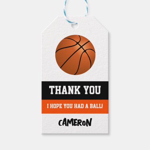 Basketball Birthday Party  Gift Tags