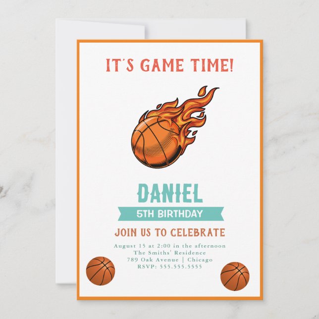 Basketball Birthday Party Invitation (Front)