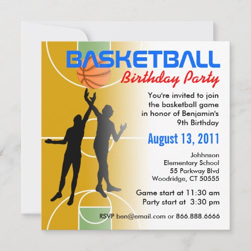 Basketball Birthday Party Invitation 1