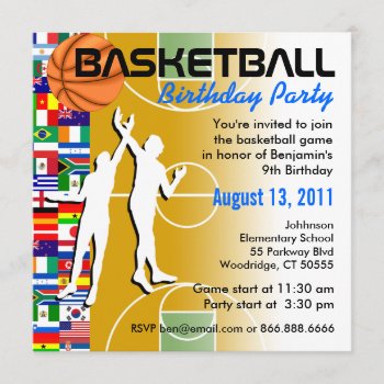 Basketball Birthday Party Invitation 2 by pixibition at Zazzle
