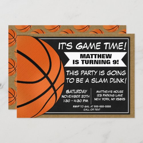 Basketball Birthday Party Invitation Fans