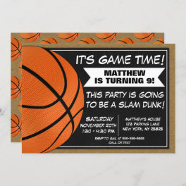 Basketball Birthday Party Invitation Fans