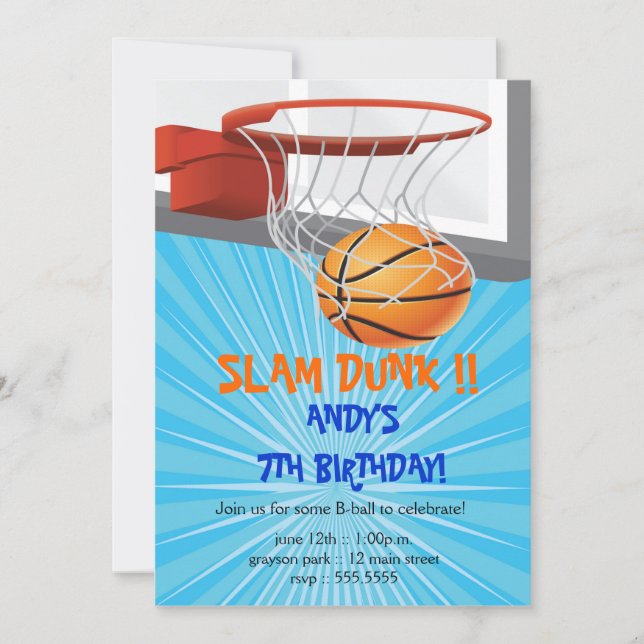 Basketball Birthday Party Invitations (Front)
