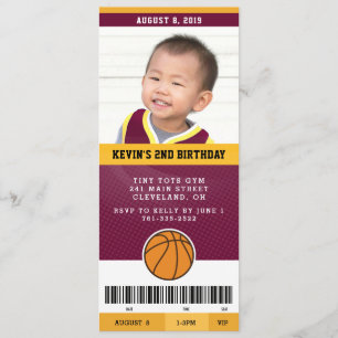 Basketball Birthday Party Invite (Maroon & Gold)