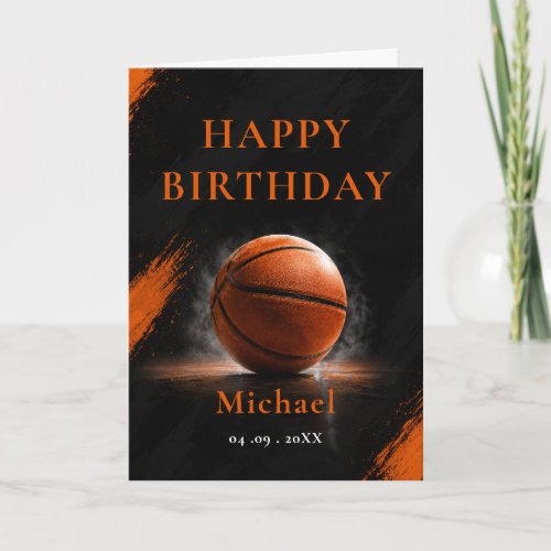 Basketball Birthday Party Orange Black Card