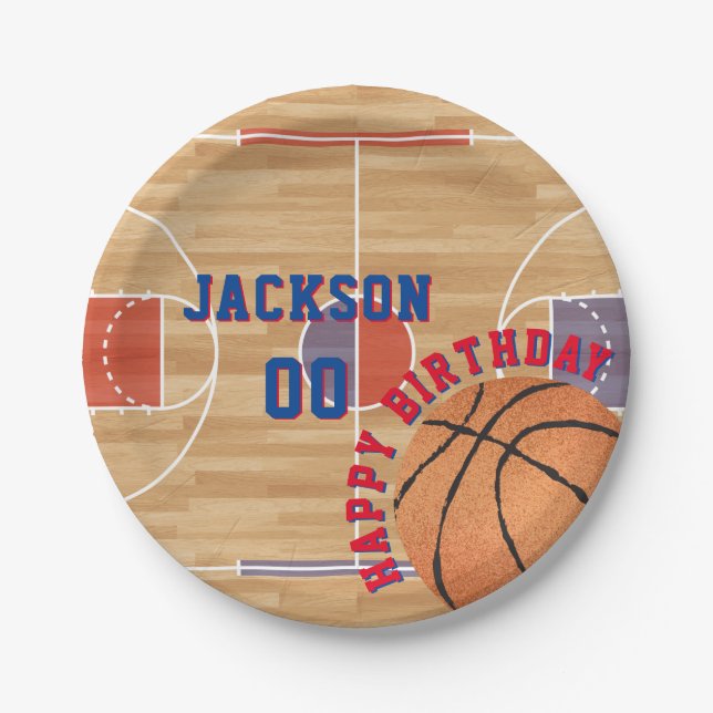 Basketball Birthday Party Paper Plates (Front)