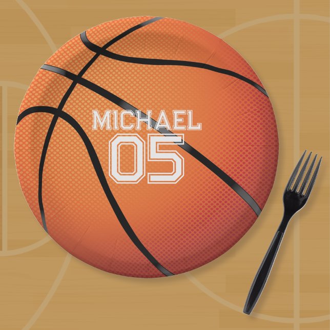 Basketball Birthday Party Paper Plates (Custom Basketball Plate)