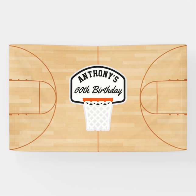Basketball Birthday Party personalized Banner (Horizontal)