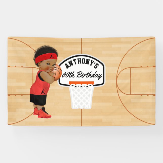 Basketball Birthday Party personalized Banner (Horizontal)