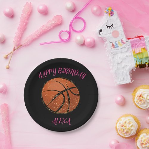 Basketball Birthday Party Plates for girls