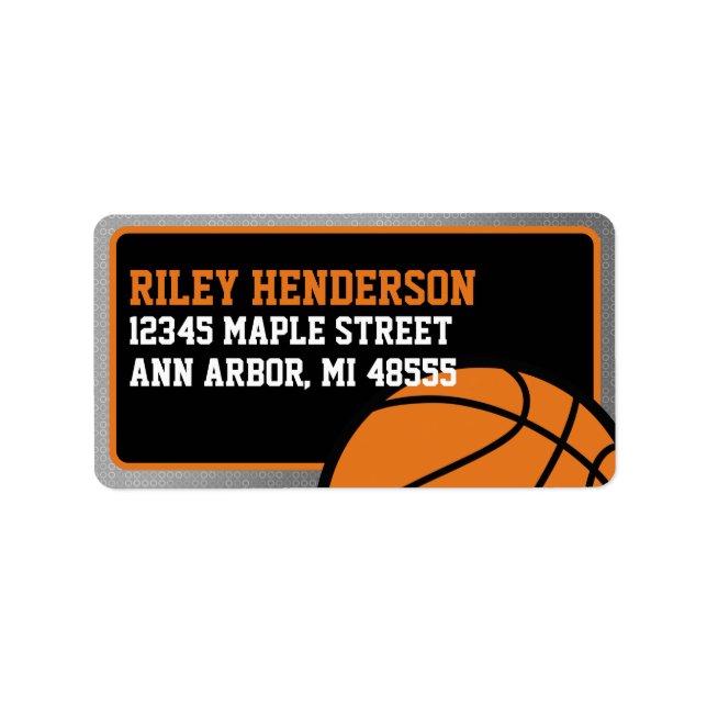 Basketball Birthday Party Return Address Labels (Front)