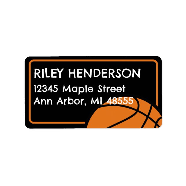 Basketball Birthday Party Return Address Labels (Front)