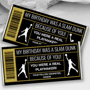 Basketball Birthday Party Shoe Box Label Hershey Bar Favors
