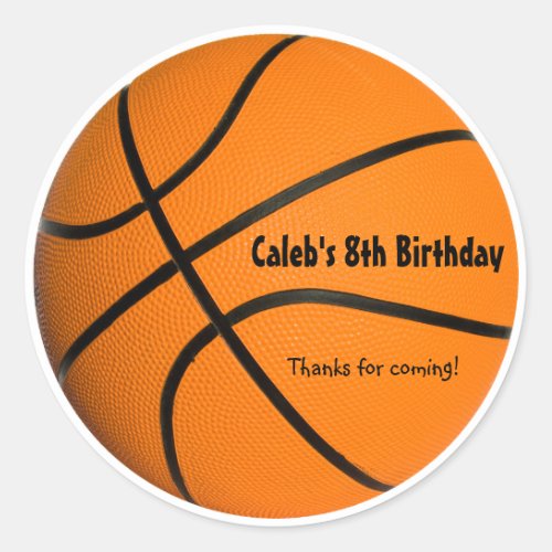 Basketball Birthday Party Sports Favor Sticker