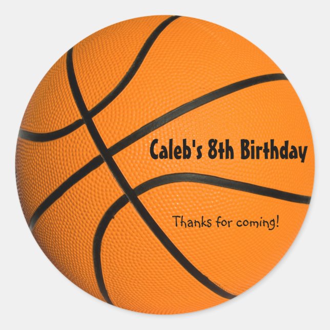 Basketball Birthday Party Sports Favor Sticker (Front)