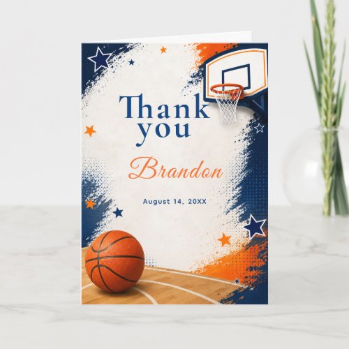 Basketball Birthday Party Thank You Card