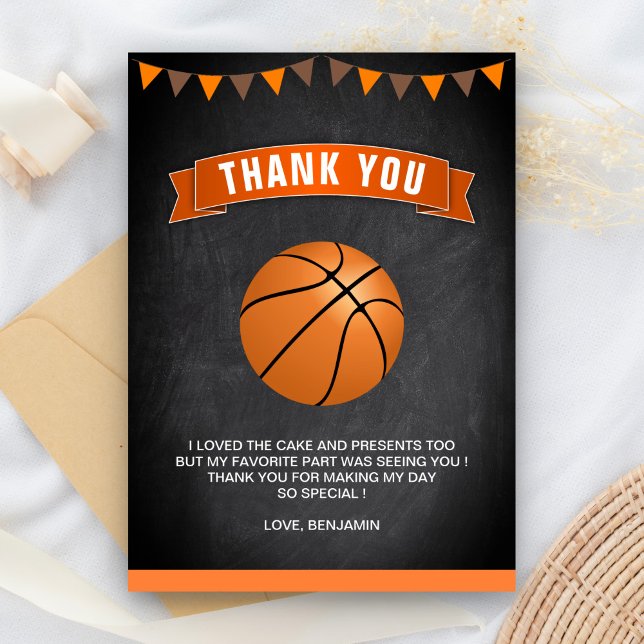 Basketball Birthday Party Thank You Card (Creator Uploaded)