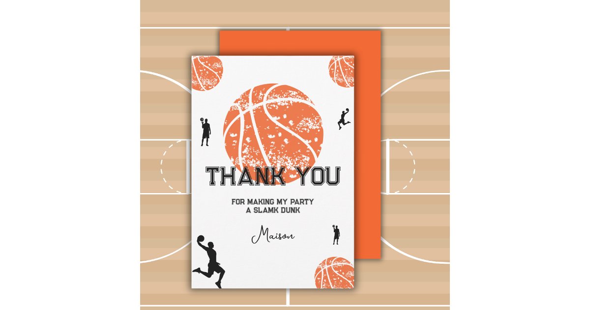 Basketball Birthday Party Thank You Card | Zazzle