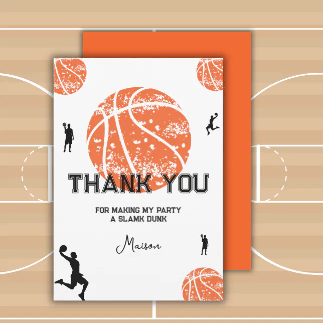 Basketball Birthday Party Thank You Card | Zazzle