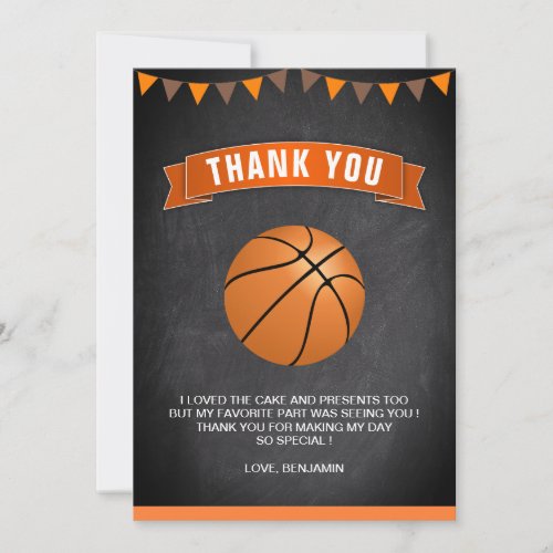 Basketball Birthday Party Thank You Card