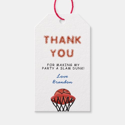 Basketball Birthday Party Thank you  Gift Tags