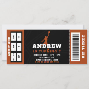 Basketball Birthday Party Ticket Invitation
