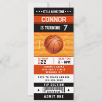 Basketball Birthday Party Ticket Invitation