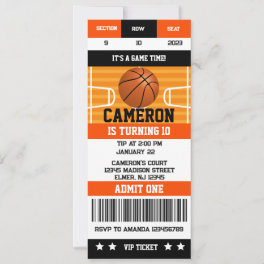 Basketball Birthday Party Ticket Invitation