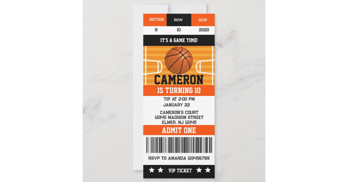 Basketball Birthday Party Ticket Invitation | Zazzle