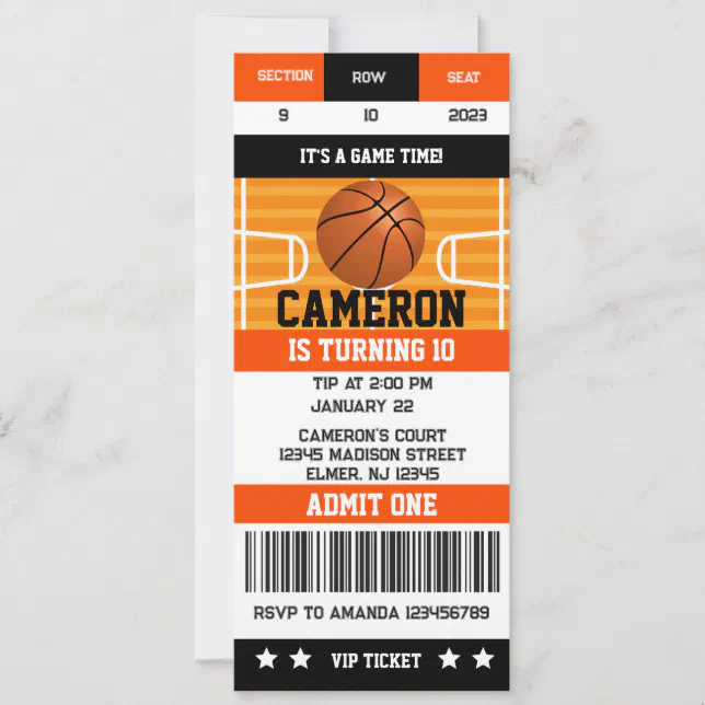 Basketball Birthday Party Ticket Invitation | Zazzle