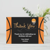 Basketball Birthday Party Typography Thank You Invitation (Standing Front)
