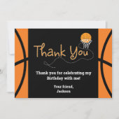 Basketball Birthday Party Typography Thank You Invitation (Front)