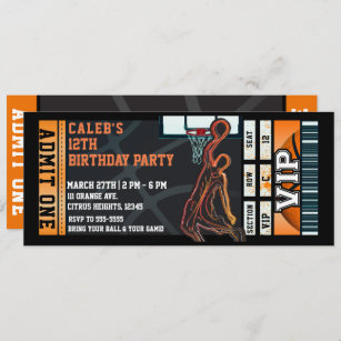 Basketball Birthday Party VIP Ball Game Ticket Invitation