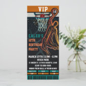 Basketball Birthday Party VIP Ball Game Ticket Invitation (Standing Front)