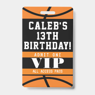 Basketball Birthday Party VIP Pass Badge