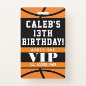 Basketball Birthday Party VIP Pass Badge (Front)