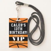 Basketball Birthday Party VIP Pass Badge (Back with Lanyard)