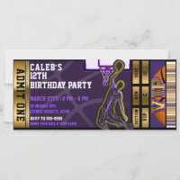 Basketball Birthday Party VIP Purple Gold Ticket