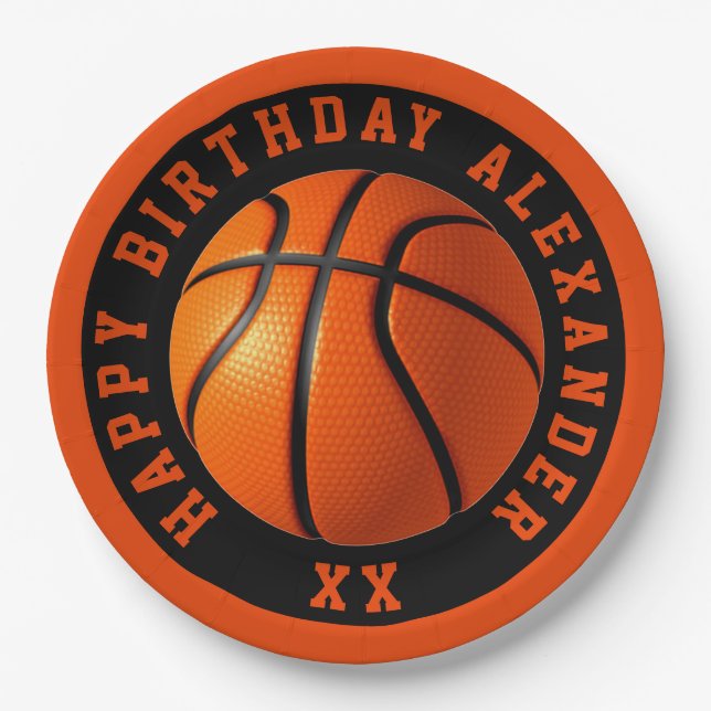Basketball Birthday Personalize Paper Plates (Front)