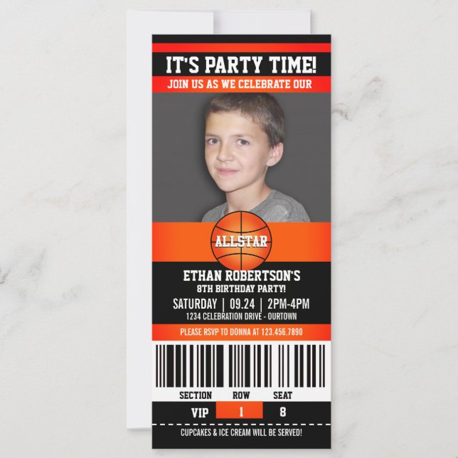 Basketball Birthday Photo Template (Front)