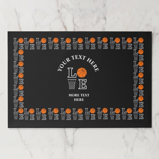 Basketball Birthday, Player Paper Placemats (Front)