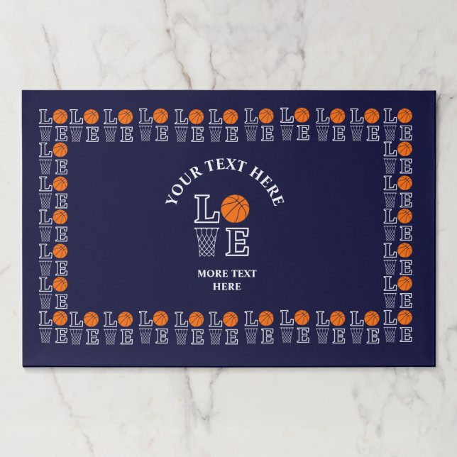 Basketball Birthday, Player Paper Placemats (Front)