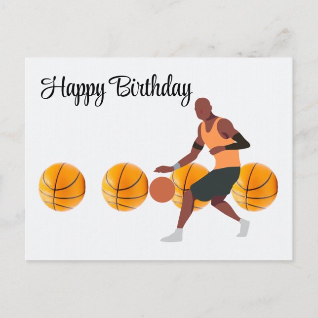 Basketball Birthday Postcard for Player  (Front)