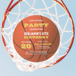 Basketball Birthday Round Invitation