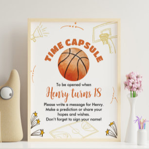 Basketball Birthday Time Capsule sign