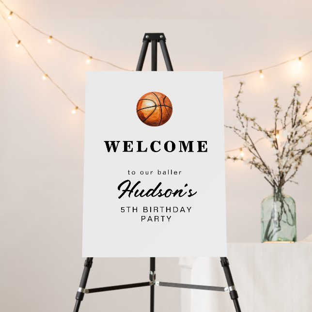 Basketball Birthday Welcome Sign  (In Situ (Stand))